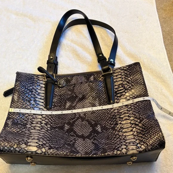 Brahmin Snakeskin Black and Gray Tote - Picture 4 of 8